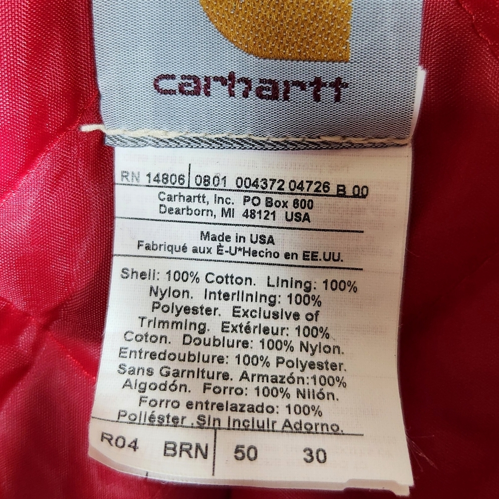 NWT Carhartt Vintage R04 Duck Quilt Lined Double Knee Canvas Overall Tan 50x30 - Picture 11 of 14